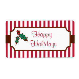 Etiqueta Felices Fiestas Holly Labels