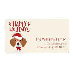 Etiqueta Felices fiestas - Navidades de Santa Beagle