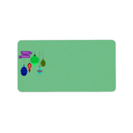 Etiqueta Felices fiestas y adornos colgantes