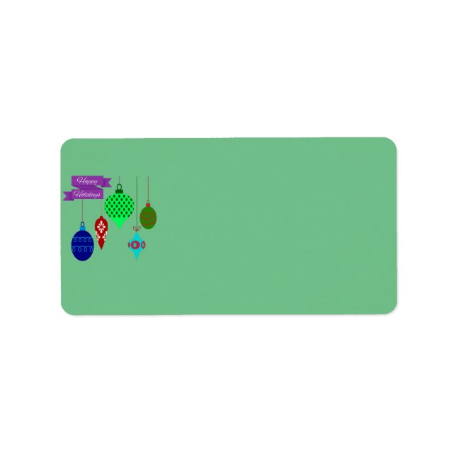 Etiqueta Felices fiestas y adornos colgantes (Frente)