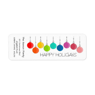 Etiqueta Felices holigays Navidades arcoiris bautizan