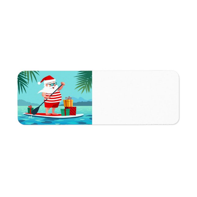 Etiqueta Felices Navidades Tropicales Santa (Frente)