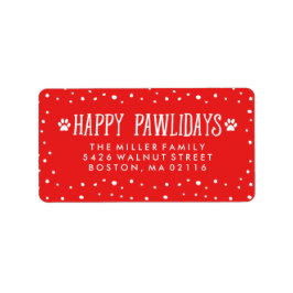 Etiqueta Felices Pawlidays | Dirección de festividad roja