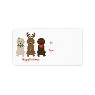 Etiqueta Felices Pawlidays Luces de Navidades Goldendoodle