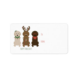 Etiqueta Felices Pawlidays Luces de Navidades Goldendoodle