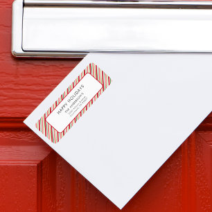 Etiqueta Felices vacaciones Navidades Colorful Stripes Patt