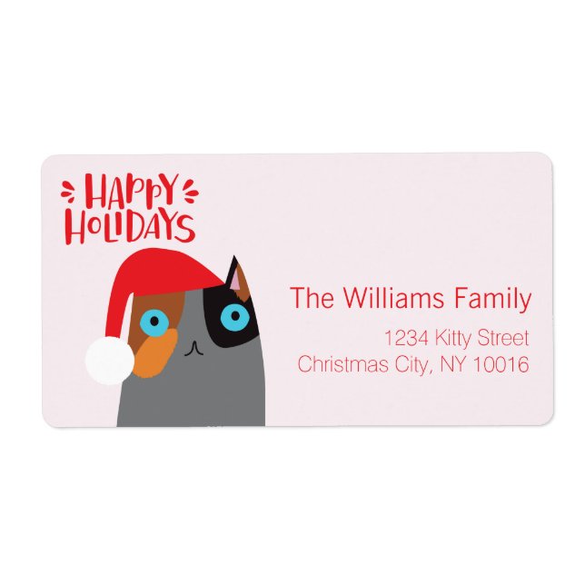 Etiqueta Felices vacaciones - Personalizado de gatos de Nav (Frente)