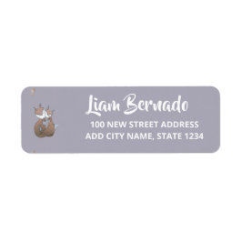 Etiqueta Felices zorros acurrucados en gris