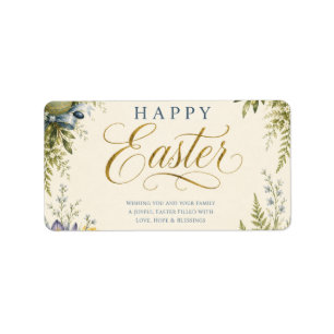 Etiqueta Felicitación de Pascua, Floral elegante y pastel