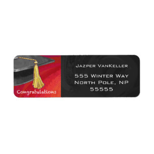 Etiqueta Felicitaciones Graduate Black and Red
