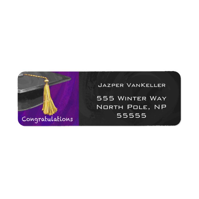 Etiqueta Felicitaciones Negro y Púrpura (Frente)
