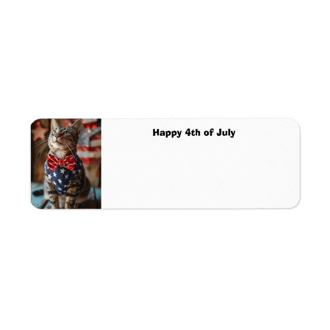 Etiqueta Feliz 4 de julio de gato (Frente)