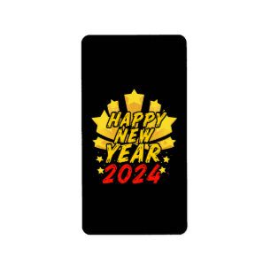Etiqueta Feliz Año Nuevo 2024 