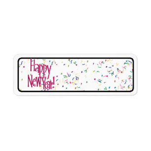 Etiqueta Feliz Año Nuevo Texto Rojo