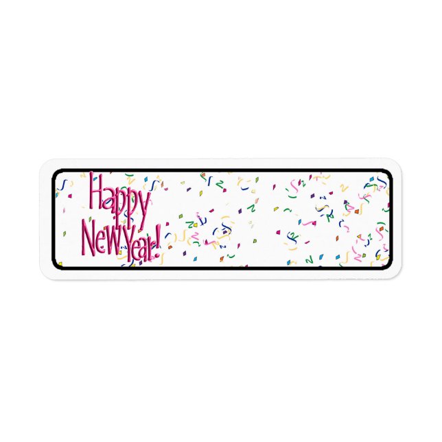 Etiqueta Feliz Año Nuevo Texto Rojo (Frente)