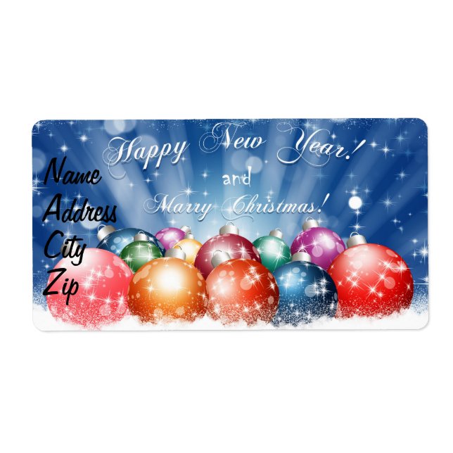 Etiqueta Feliz Año Nuevo y Feliz Navidad (Frente)