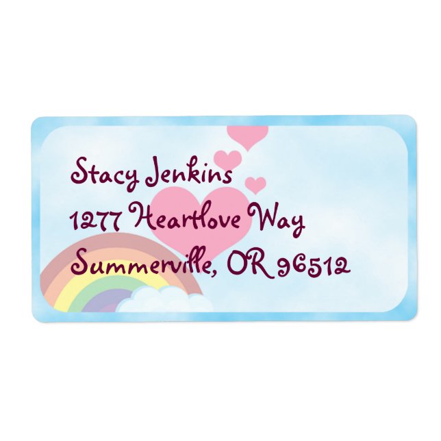 Etiqueta Feliz Arcoiris lindo diversión arte retro (Frente)