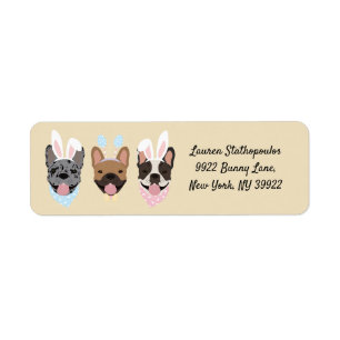 Etiqueta Feliz Bulldog francés de Pascua