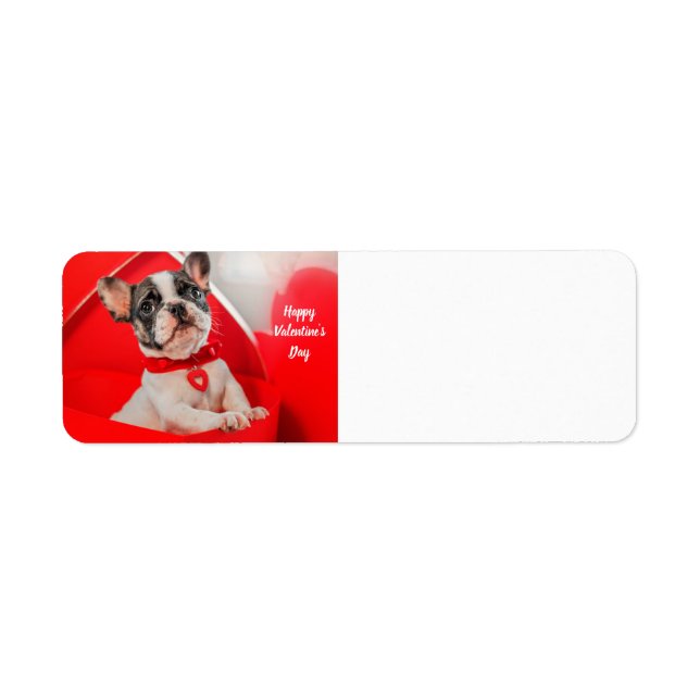 Etiqueta Feliz Bulldog francés de San Valentín (Frente)