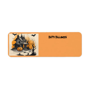 Etiqueta feliz casa de Halloween