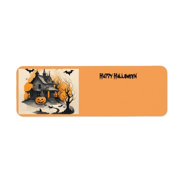 Etiqueta feliz casa de Halloween (Frente)