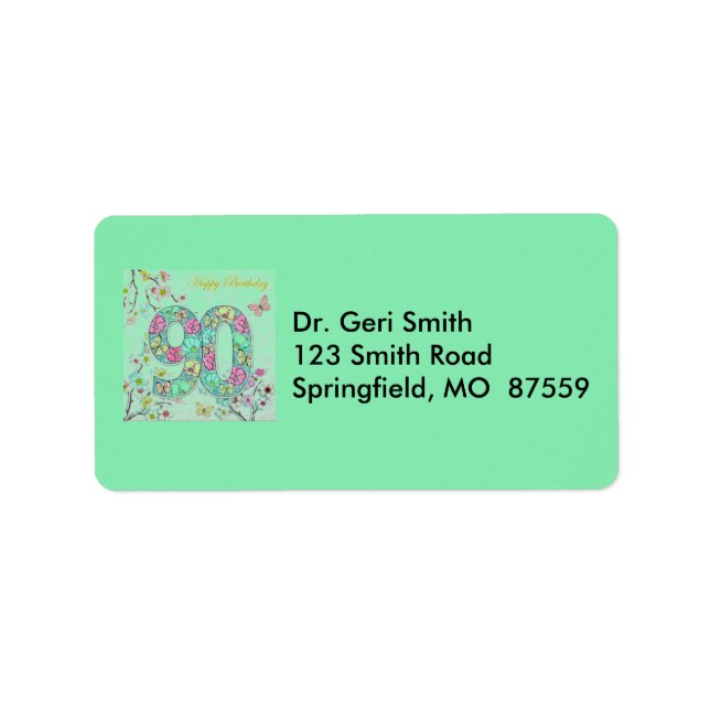 Etiqueta Feliz cumpleaños 90 (Frente)