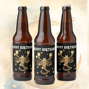 Etiqueta feliz cumpleaños de botella de cerveza Sc
