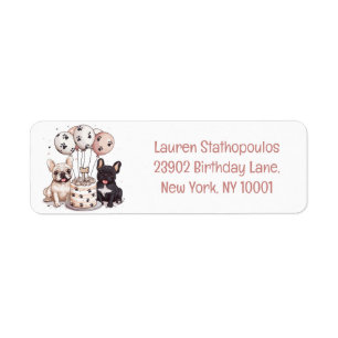 Etiqueta Feliz Cumpleaños Gorros de Fiesta Bulldogs Frances