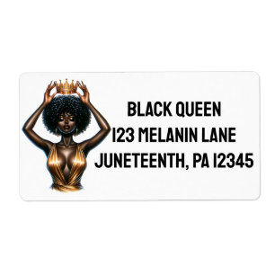 Etiqueta Feliz cumpleaños, hermosa, reina negra, melanin po