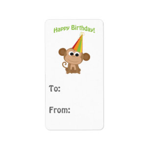 Etiqueta Feliz cumpleaños, mono