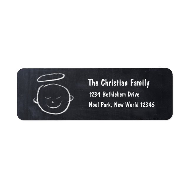 Etiqueta Feliz cumpleaños, niño Jesús - Chalkboard Chalk (Frente)