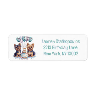 Etiqueta Feliz Cumpleaños Perro Yorkie