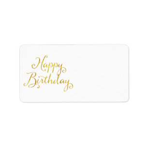 Etiqueta Feliz cumpleaños, Purpurina de Faux de oro secuel