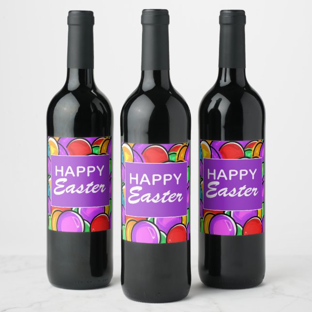 Etiqueta feliz de botella de vino de Pascua (Botellas)