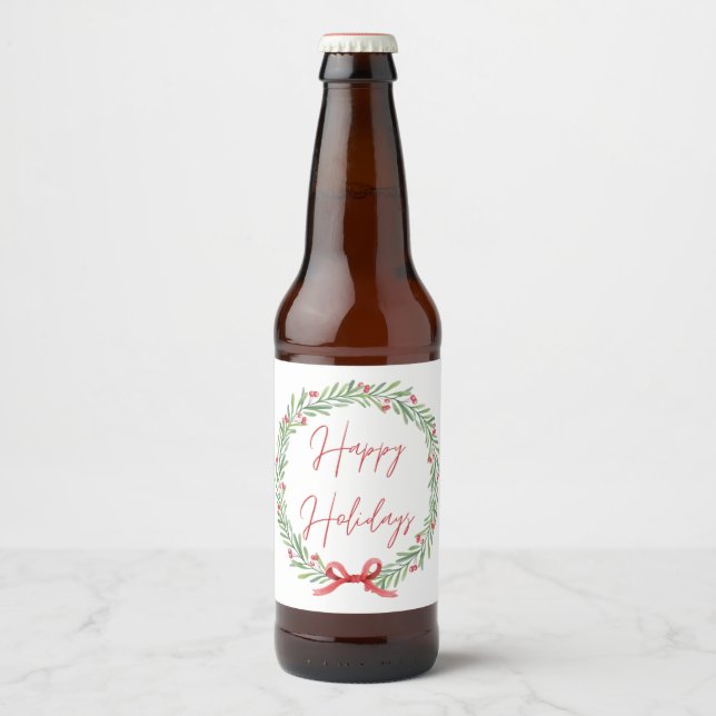 Etiqueta feliz de cerveza de vacaciones (Anverso)