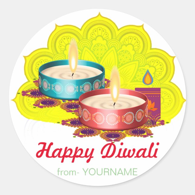 Etiqueta feliz de Diwali (Anverso)