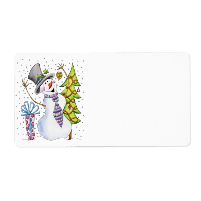 Etiqueta feliz de nieve (Frente)