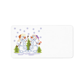 Etiqueta feliz de Snowmen