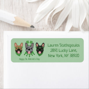 Etiqueta Feliz Día de San Patrón Bulldoges franceses