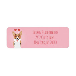 Etiqueta Feliz Día de San Valentín Corgi Dog
