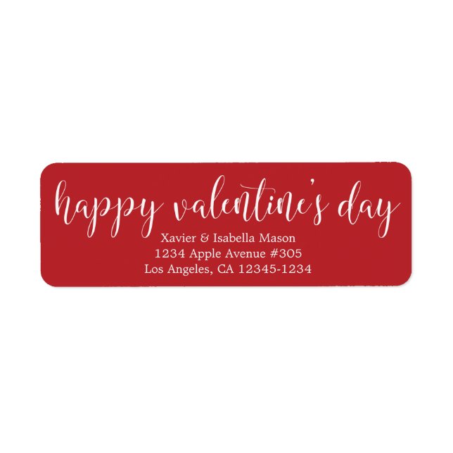 Etiqueta Feliz Día de San Valentín, guión blanco (Frente)