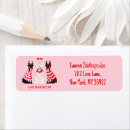 Etiqueta Feliz Día de San Valentín Perros Dobermann