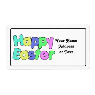 Etiqueta Feliz diseño de texto colorido de Pascua