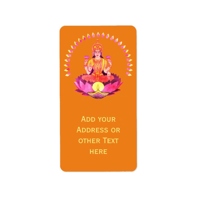 Etiqueta Feliz Diwali - Diosa Deepalavi Lakshmi 1 (Frente)