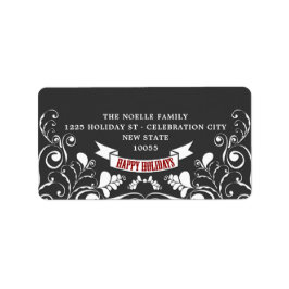 Etiqueta Feliz feriado Art Nouveau