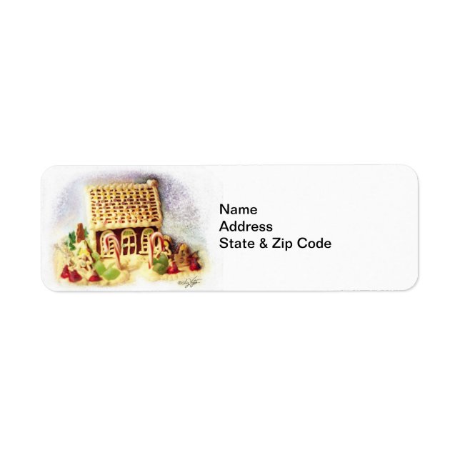 Etiqueta Feliz feriado Gingerbread House Label (Frente)