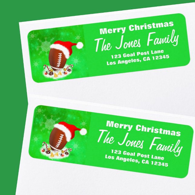 Etiqueta Feliz Fútbol De Navidad Con Sombrero De Santa Y Ap (Subido por el creador)