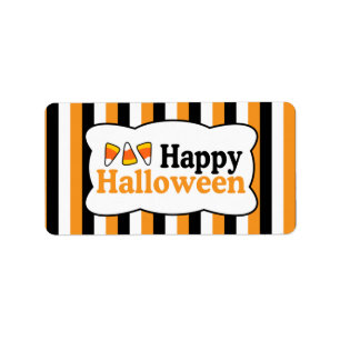 Etiqueta Feliz Halloween Candy Corn Stripes Labs
