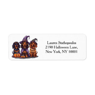 Etiqueta Feliz Halloween Dachshund Perros Brujos