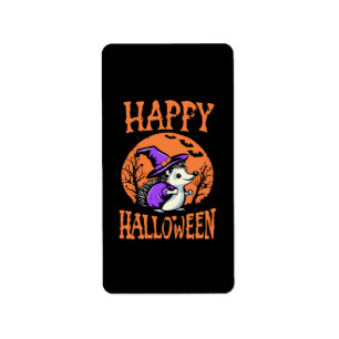 Etiqueta Feliz Halloween Erizo Bruja